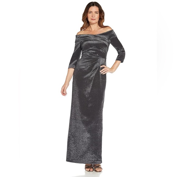 Adrianna Papell Metallic Striped Dress - Picture 1 of 6